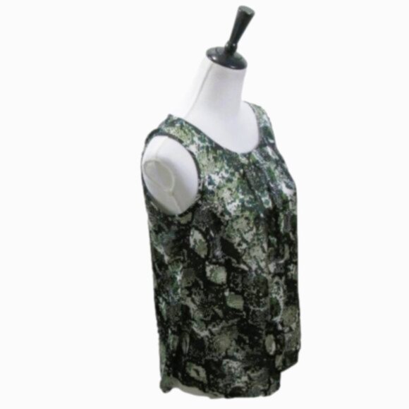 NOTATIONS Green/Black Snakeskin Sleeveless Blouse Size Medium - Picture 2 of 5